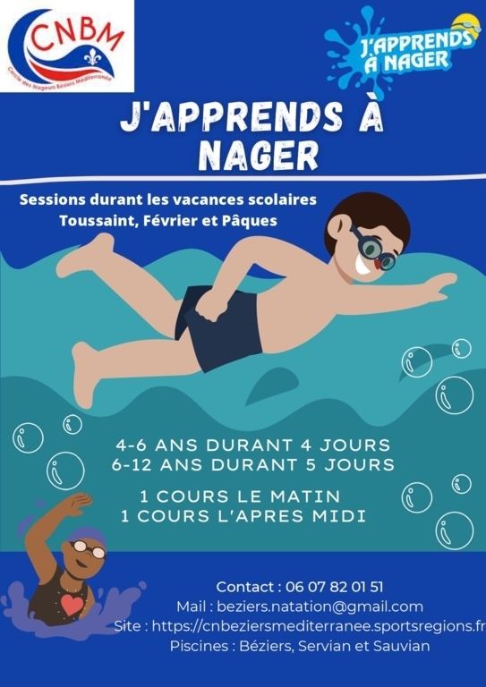J'apprends à nager  6-12 ans/ Aisance Aquatique 4-5 ans